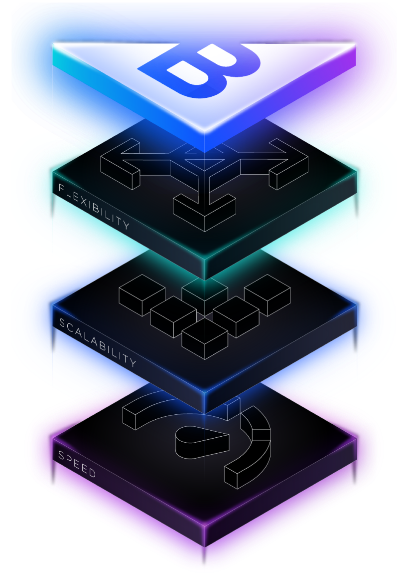 Illustration Open Saas Layers Flexibility Scalability Speed Bmark